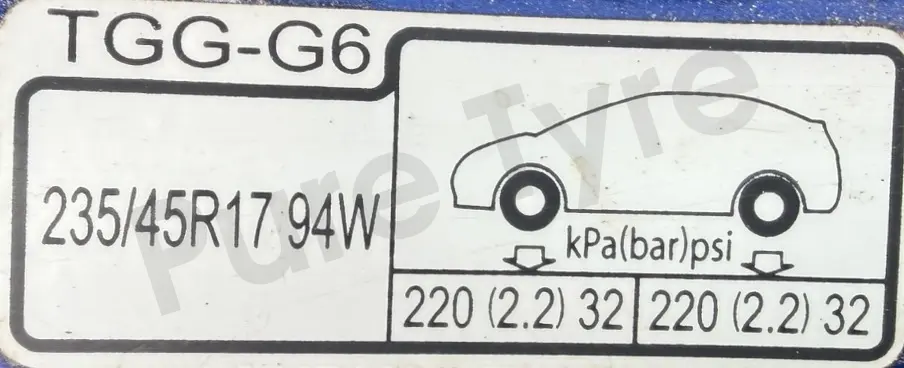 Honda Civic Tyre Pressure Placard