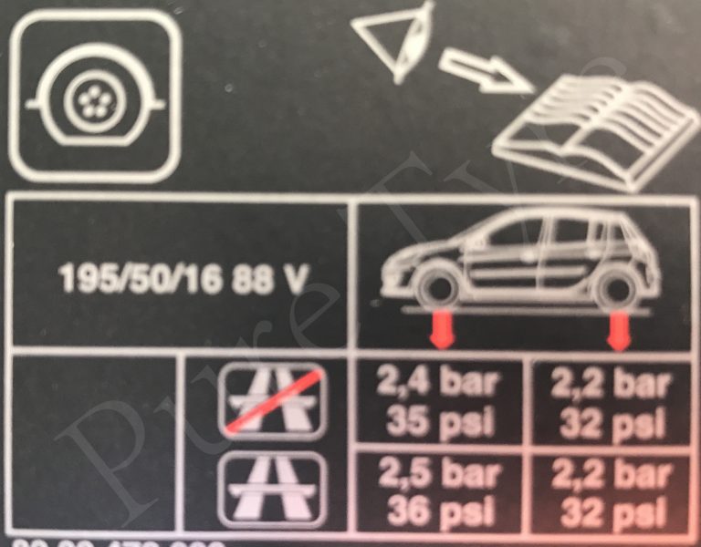 Renault Clio Tyre Pressure Placard Pure Tyre 01603 462959