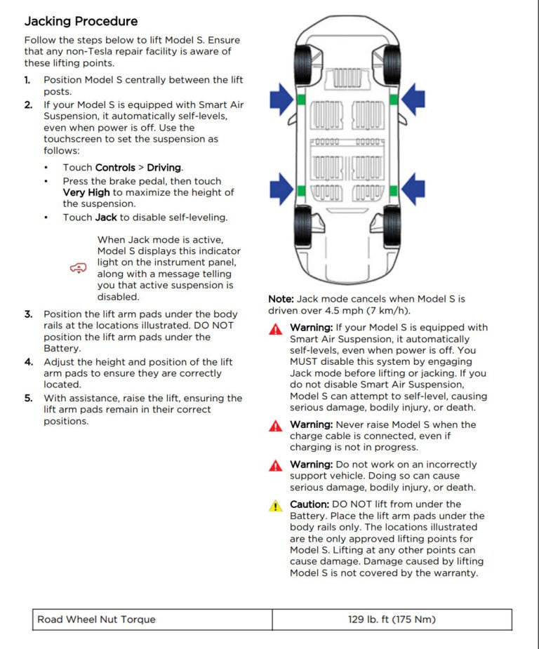 Tesla Model S Jacking Procedure Pure Tyre 01603 462959