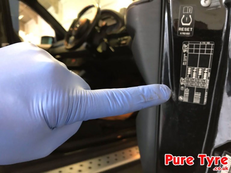 BMWX5TyrePressurePlacardLocation Pure Tyre 01603 462959