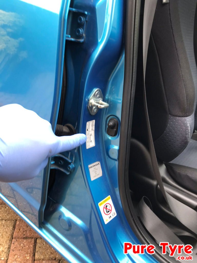 HondaJazzTyrePressurePlacardlocation Pure Tyre 01603 462959