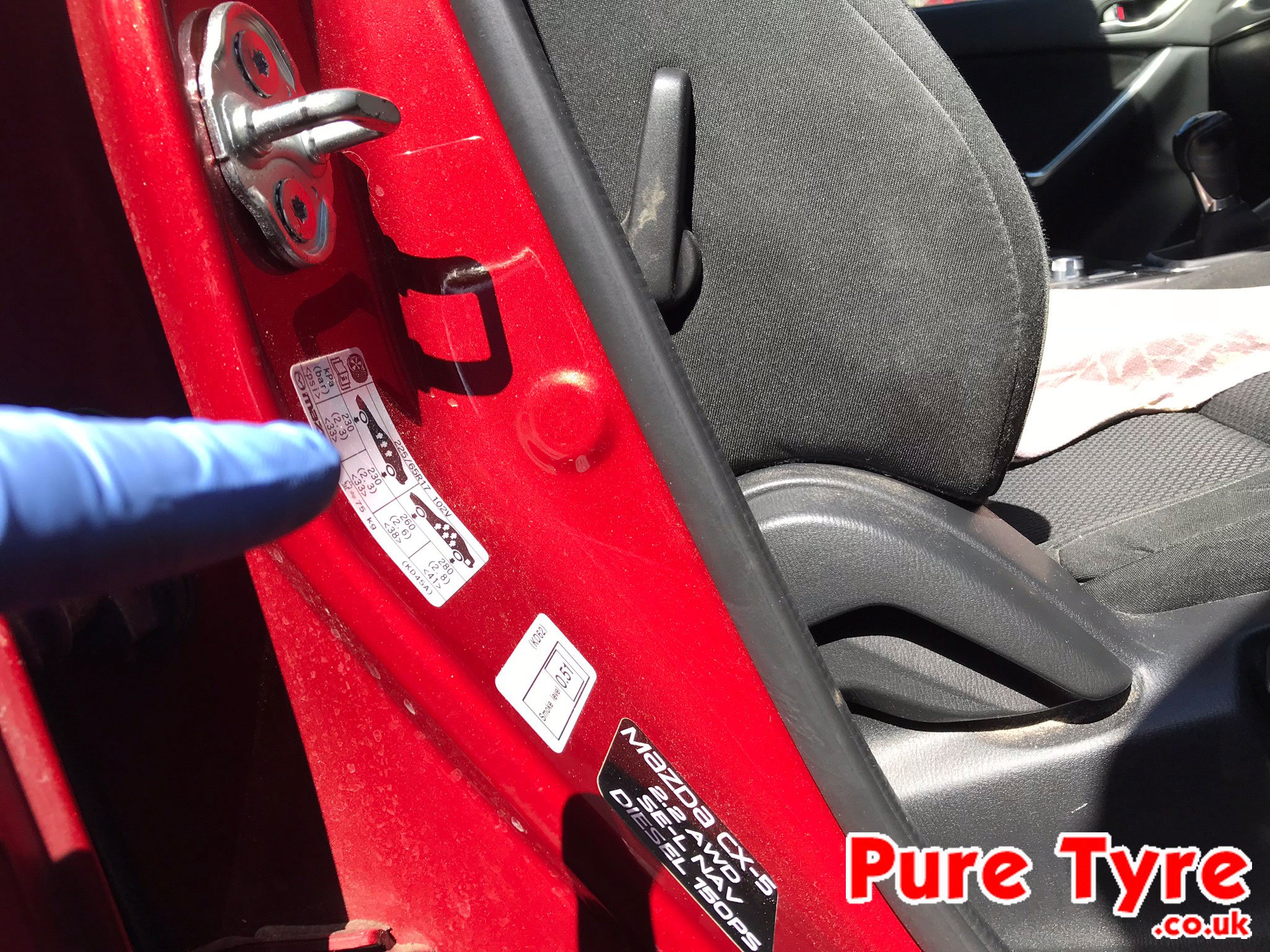 MazdaCX5TyrePressurePlacardLocation Pure Tyre 01603 462959