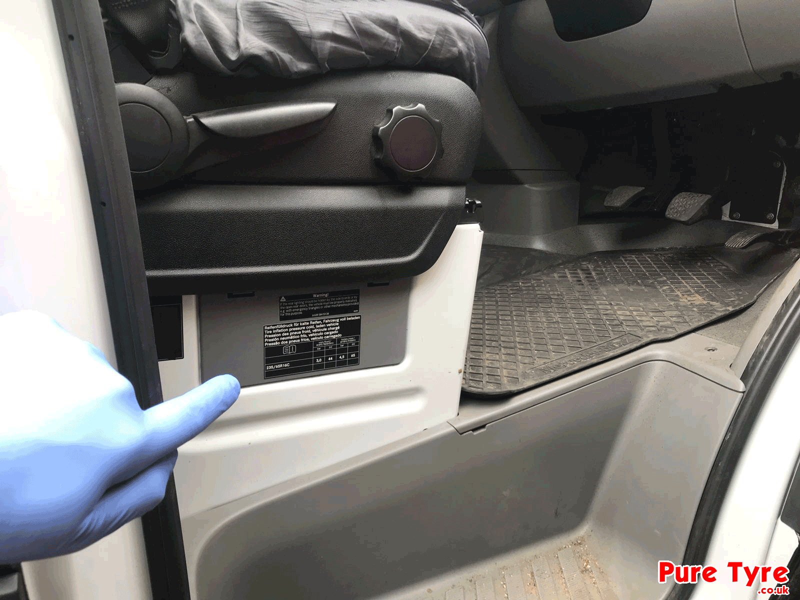 Mercedes Sprinter 2006 on Tyre Pressure Placard Location Pure Tyre