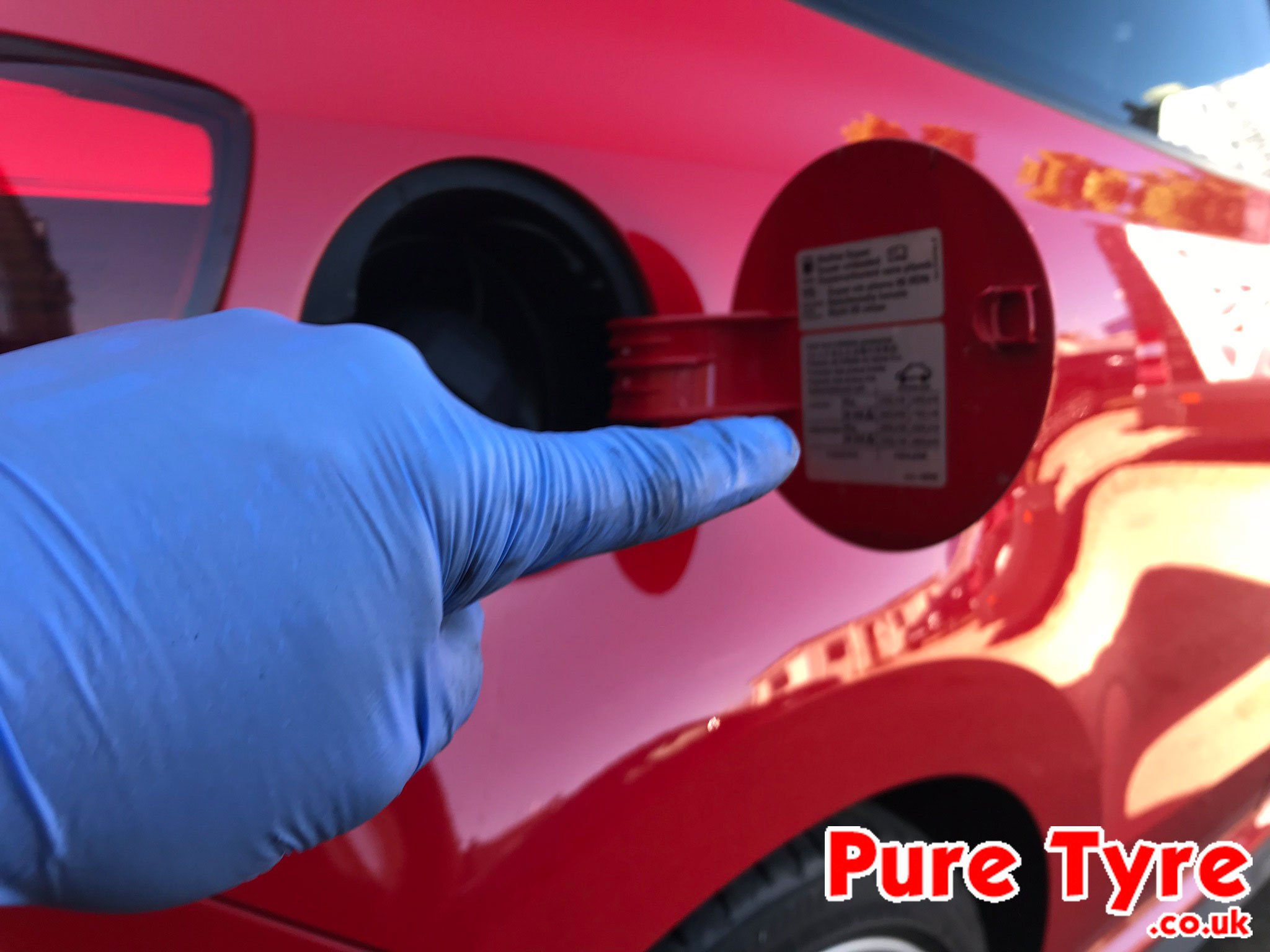 VW Polo tyre pressure placard location