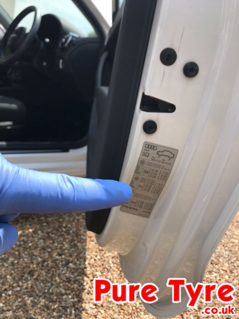 Audi A1 Tyre Pressure Placard Location Pure Tyre 01603 462959
