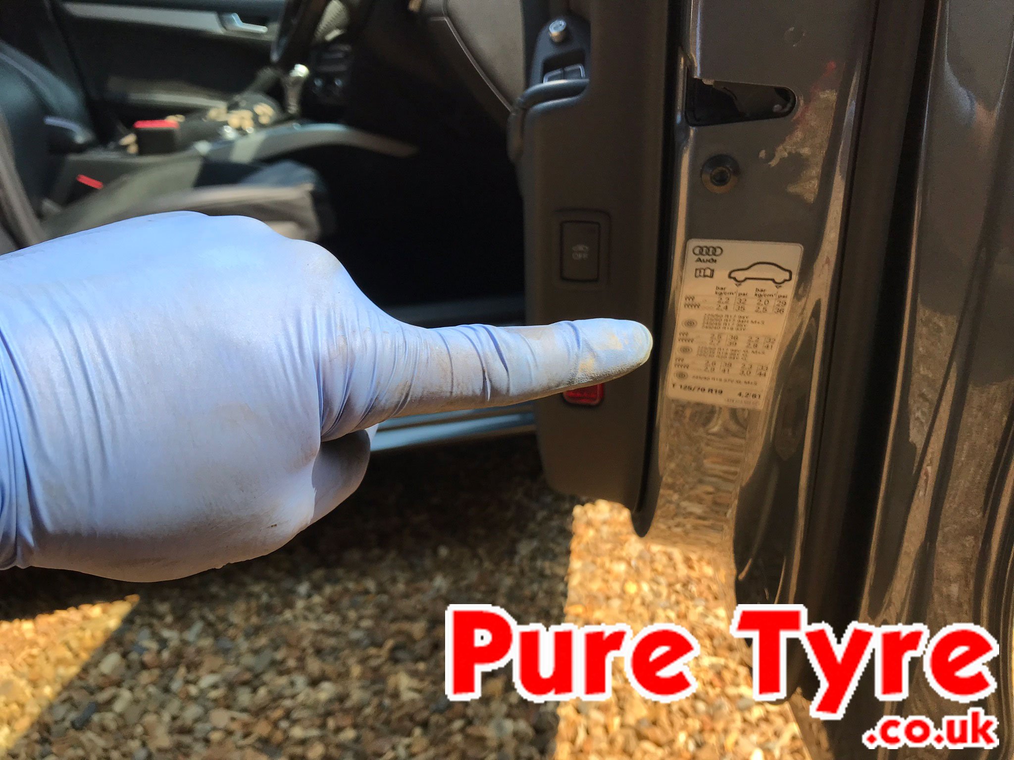 Audi A5 Tyre Pressure Placard Location Pure Tyre 01603 462959