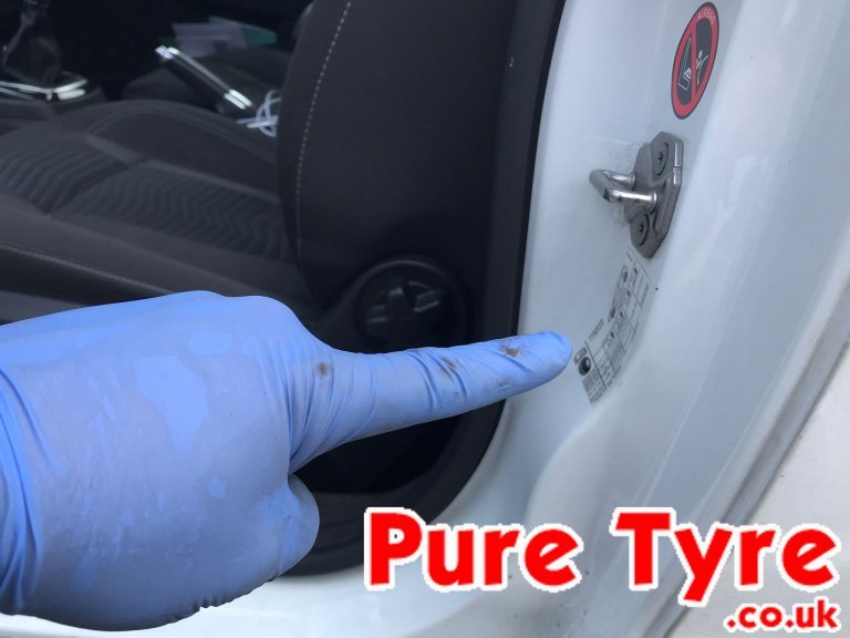 Ford Fiesta 2013 to 2017 Tyre Pressure Placard Location Pure Tyre 01603 462959 Ford Fiesta 2013 to 2017 Tyre Pressure Placard Location Pure Tyre 01603 462959