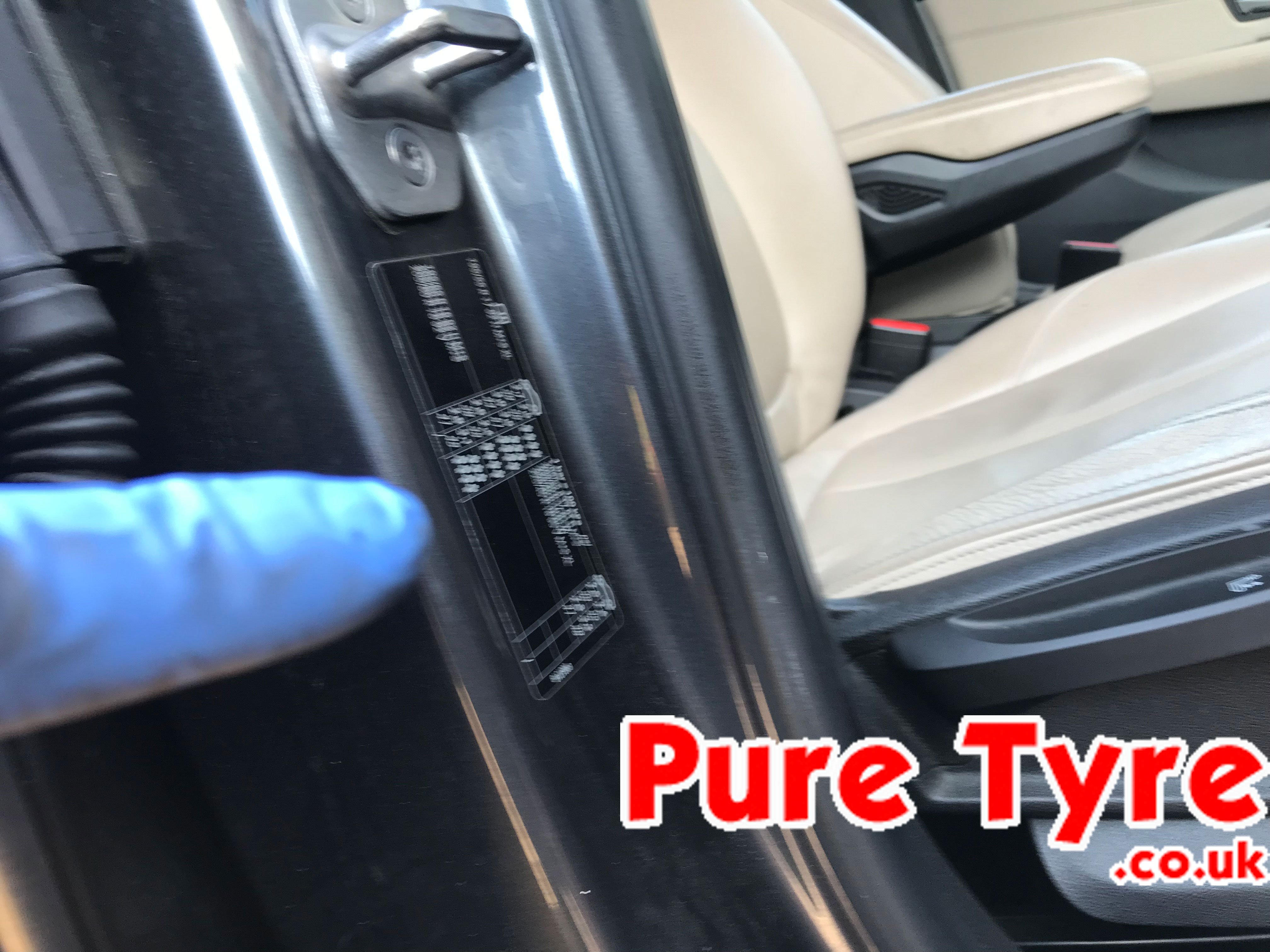 BMW M5 tyre pressure placard location