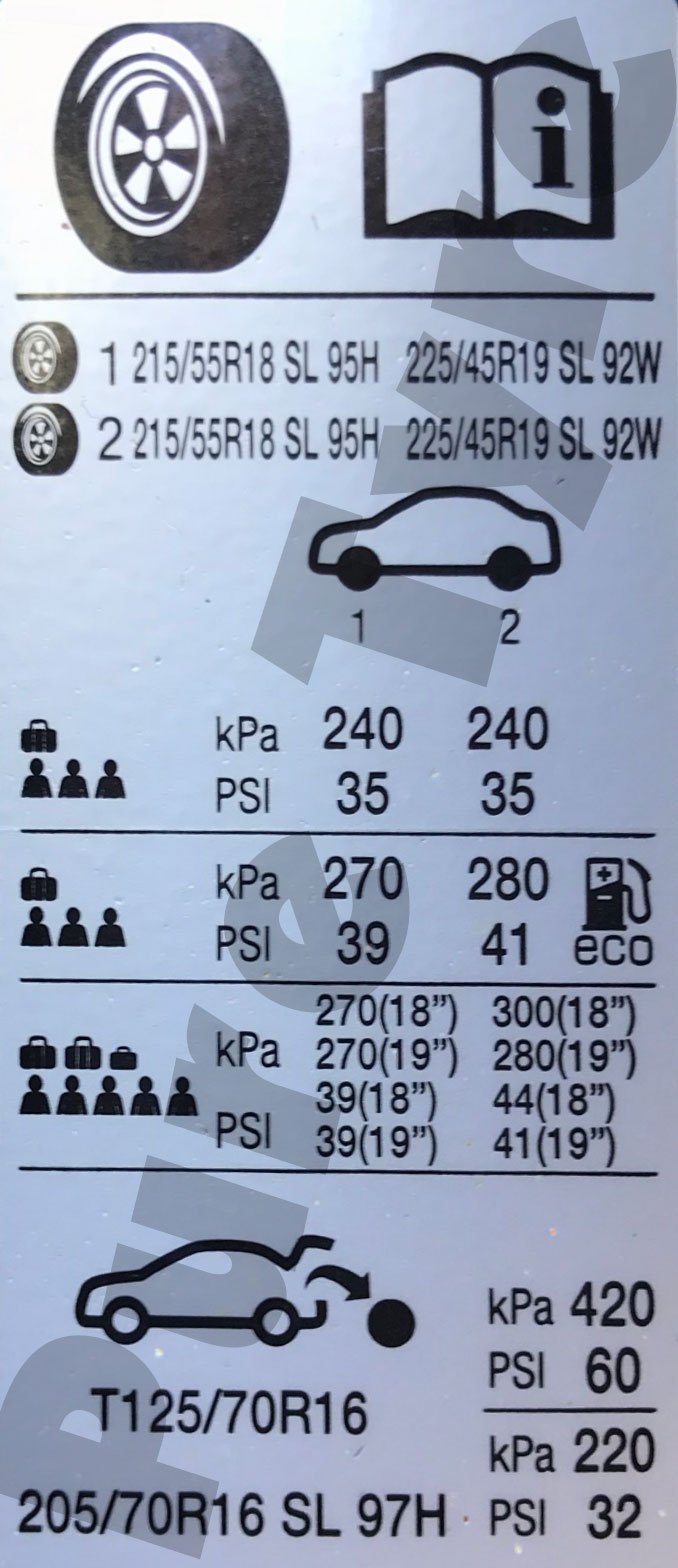 Vauxhall Mokka X Tyre Pressure Placard Pure Tyre 01603 462959