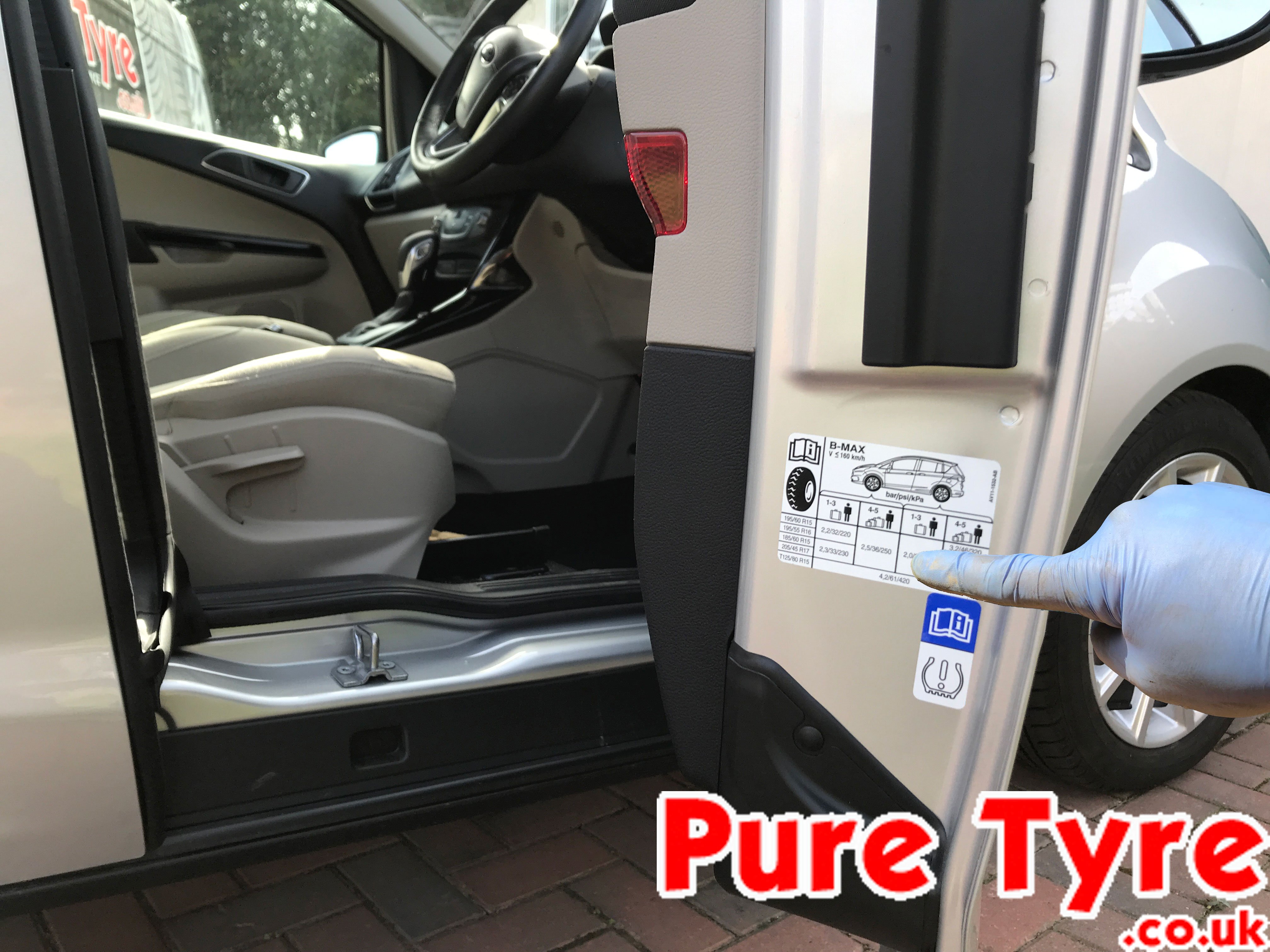 FordBMaxTyrePressurePlacardLocation Pure Tyre 01603 462959