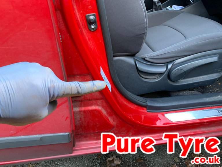 Kia Rio 11 17 Tyre Pressure Placard Location Pure Tyre 01603 462959