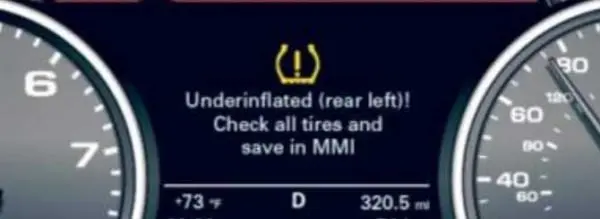 Audi A5 tyre pressure monitor reset