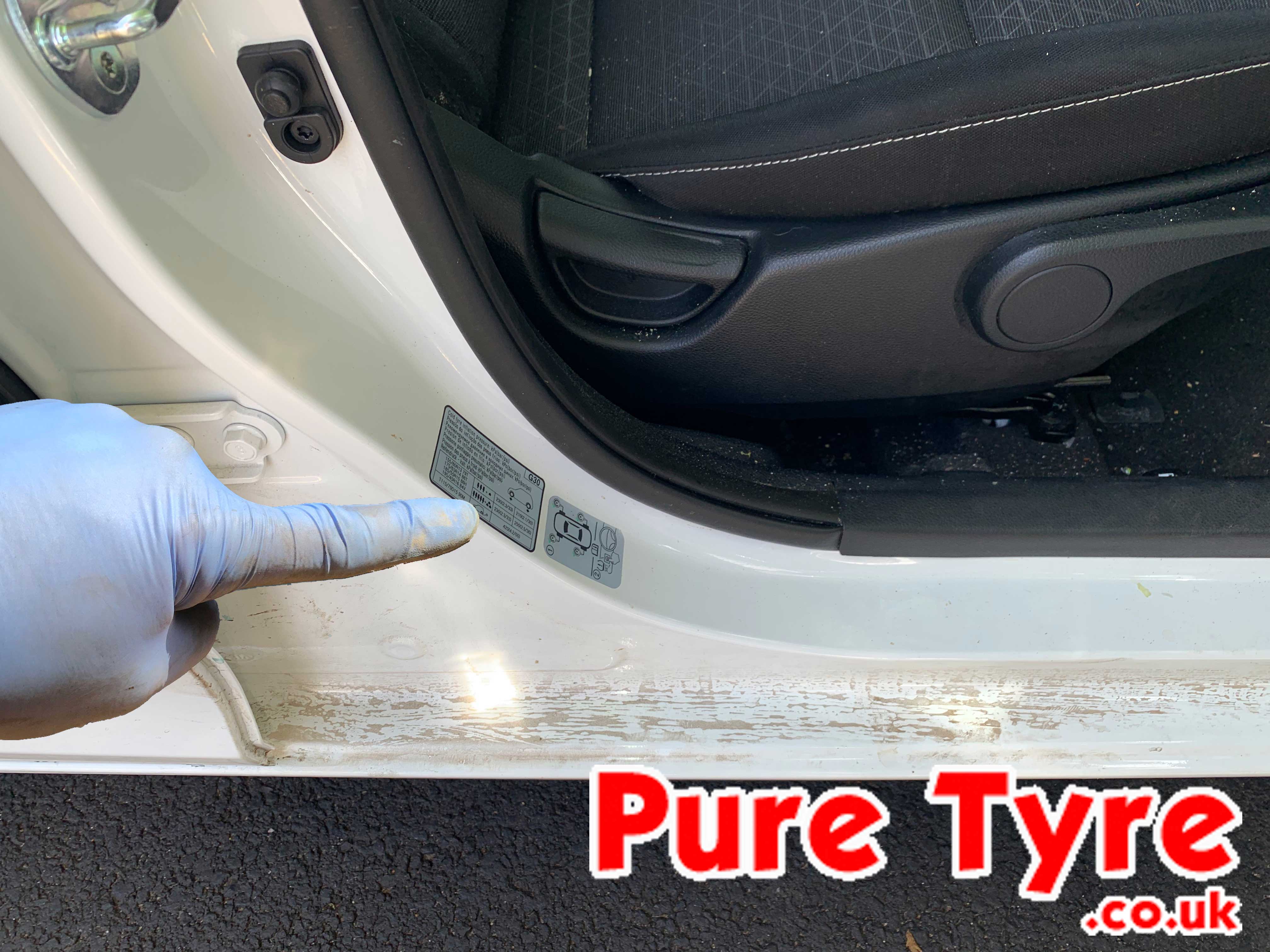 KiaPicanto2017onTyrePressurePlacardLocation Pure Tyre 01603 462959