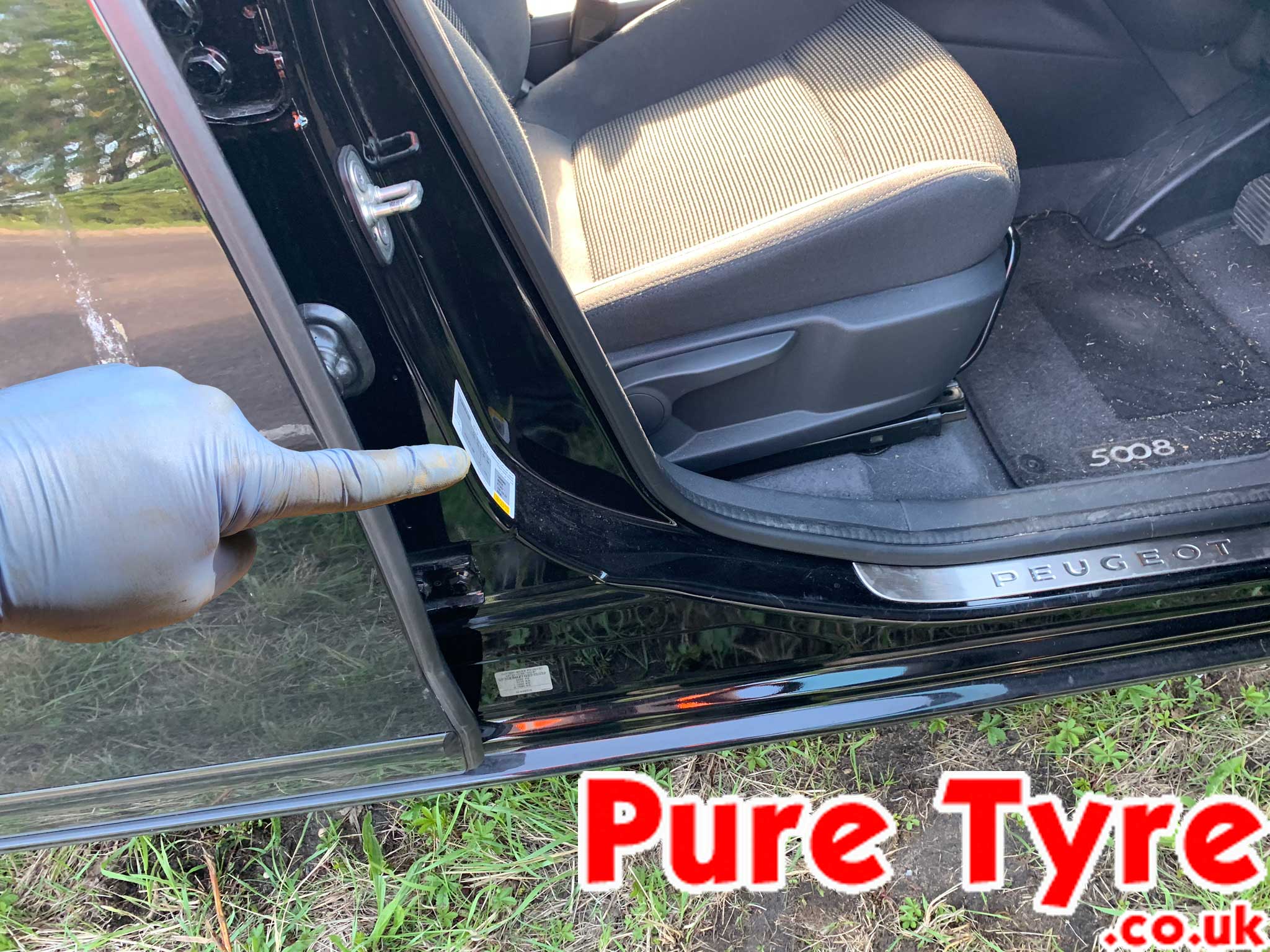 Peugeot5008TyrePressurePlacardLocation Pure Tyre 01603 462959