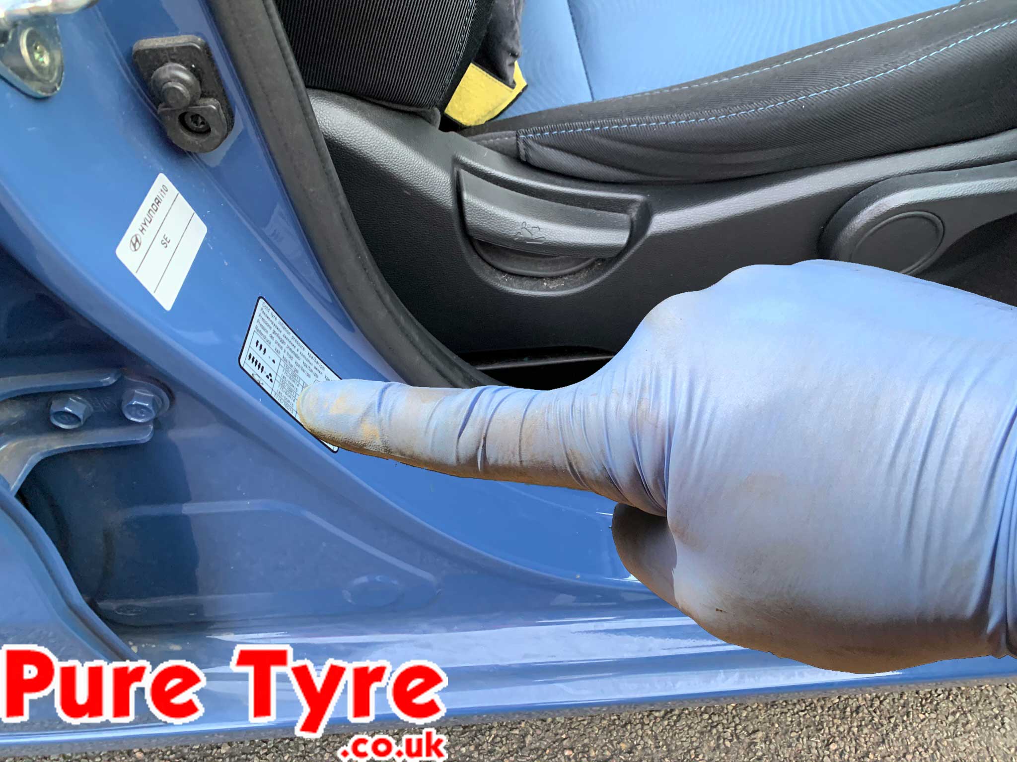 Hyundai i10 Tyre Pressure Placard Location Pure Tyre 01603 462959