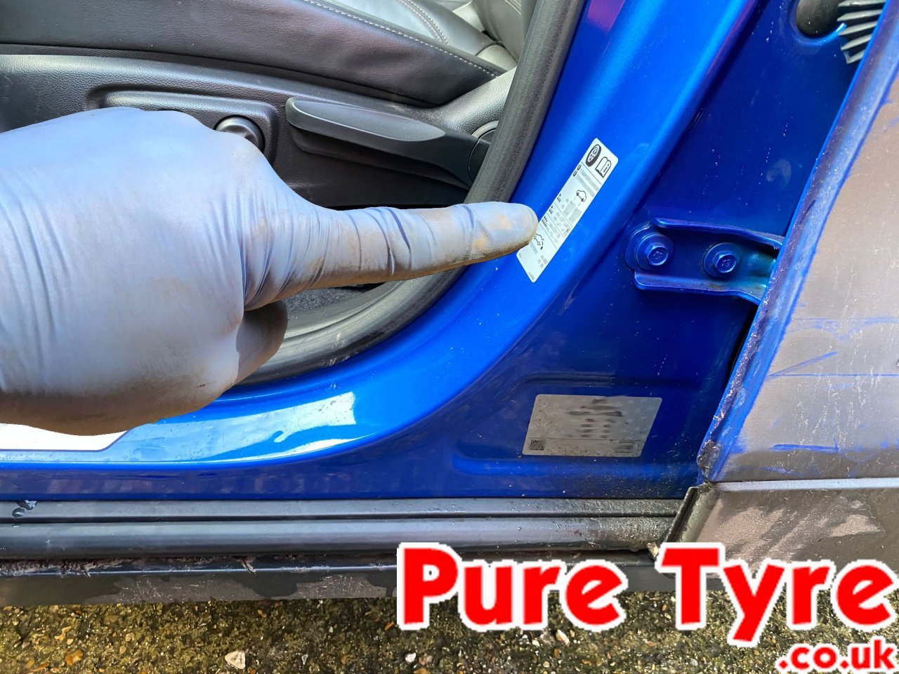 Vauxhall Mokka Tyre Pressure Placard Location Pure Tyre 01603 462959