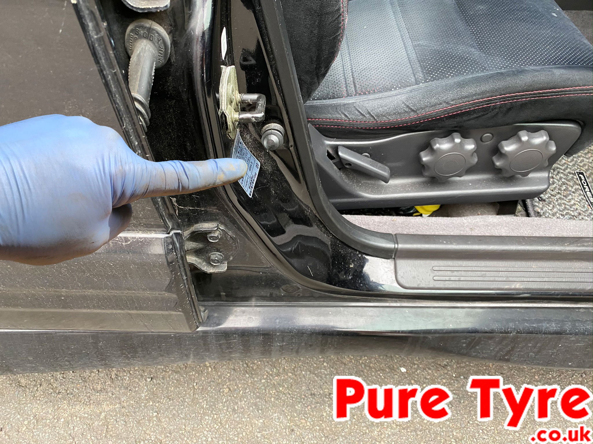 Subaru Forester tyre pressure placard location