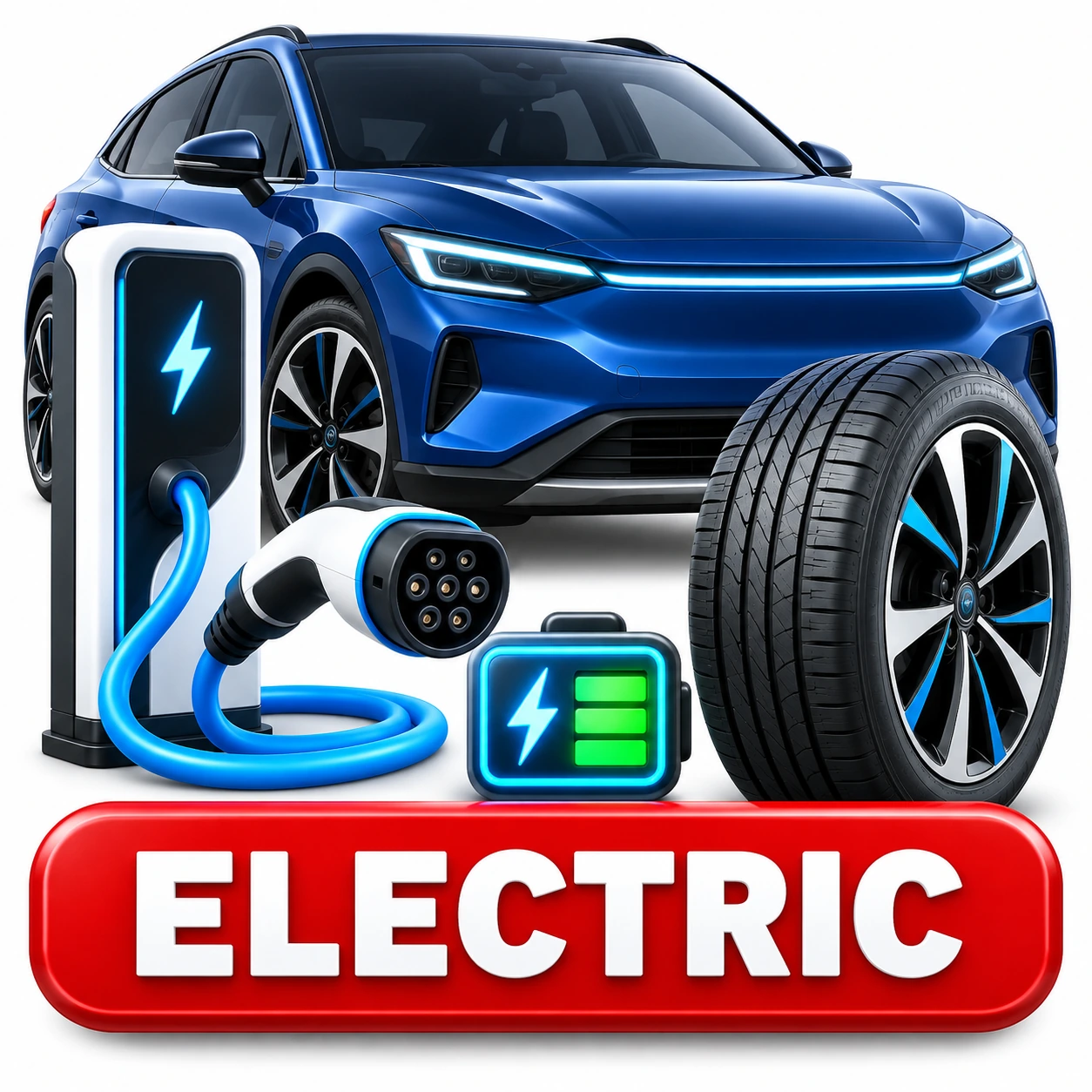 Electric vehicle, charging cable and tyre