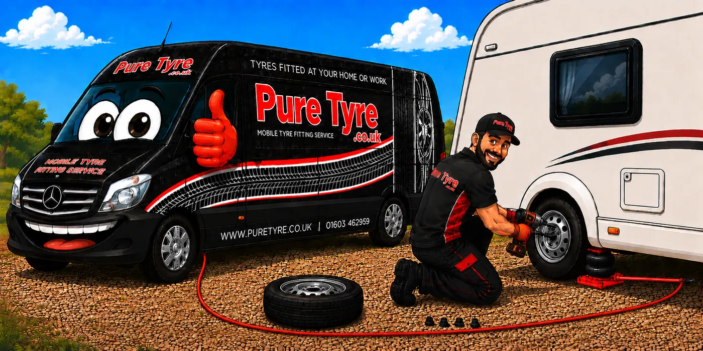 Pure Tyre mobile caravan tyre fitting in Norwich and Norfolk