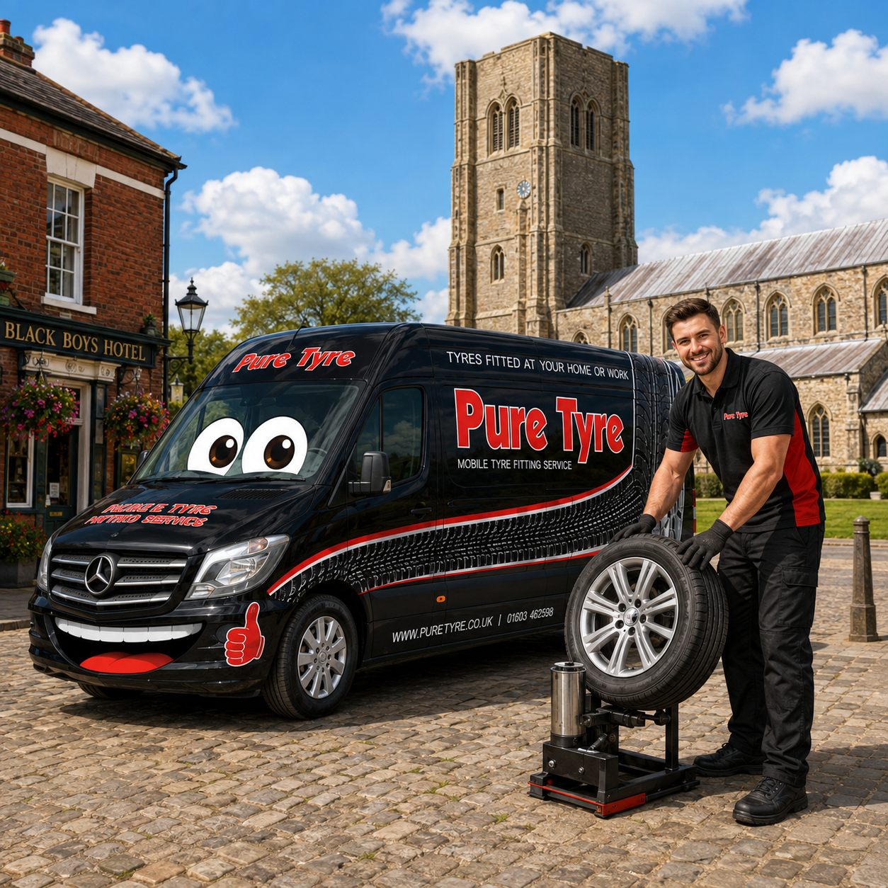 Pure Tyre mobile tyre fitter serving customers in Aylsham