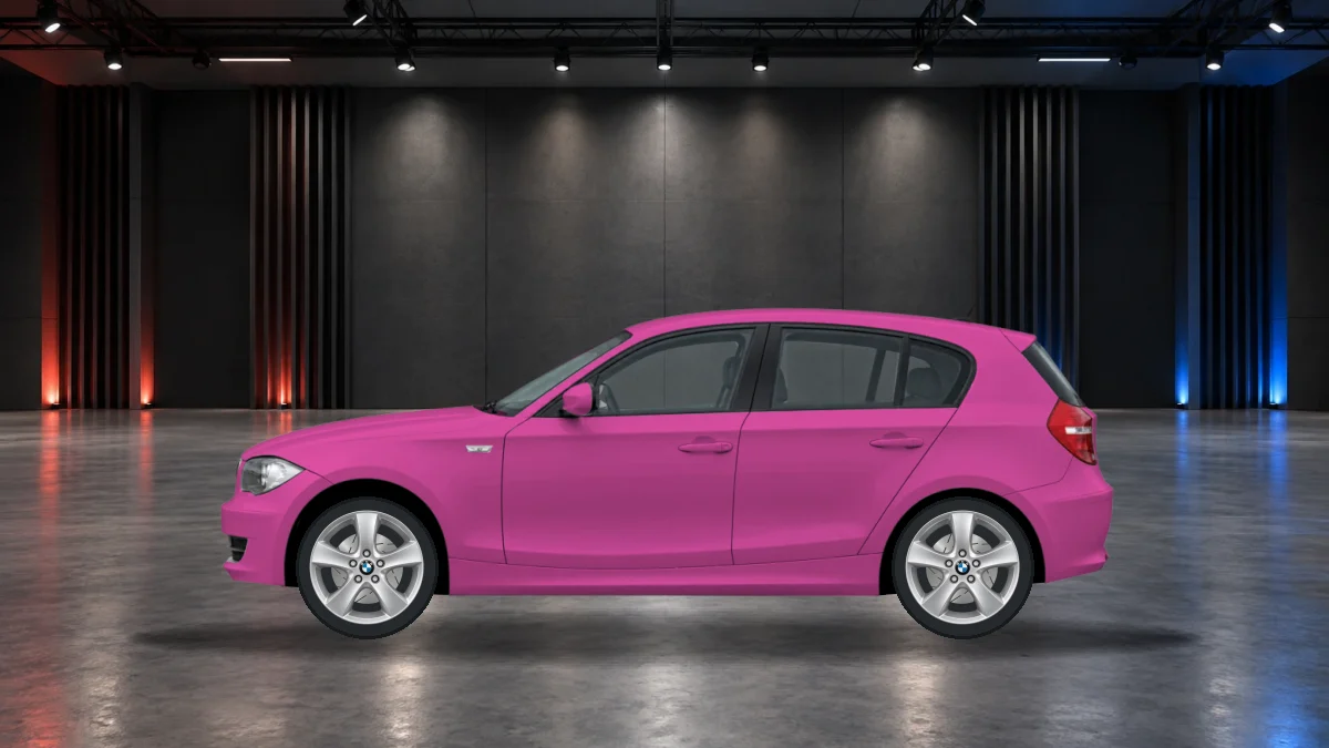 BMW 1 Series with alloy wheels in the showroom