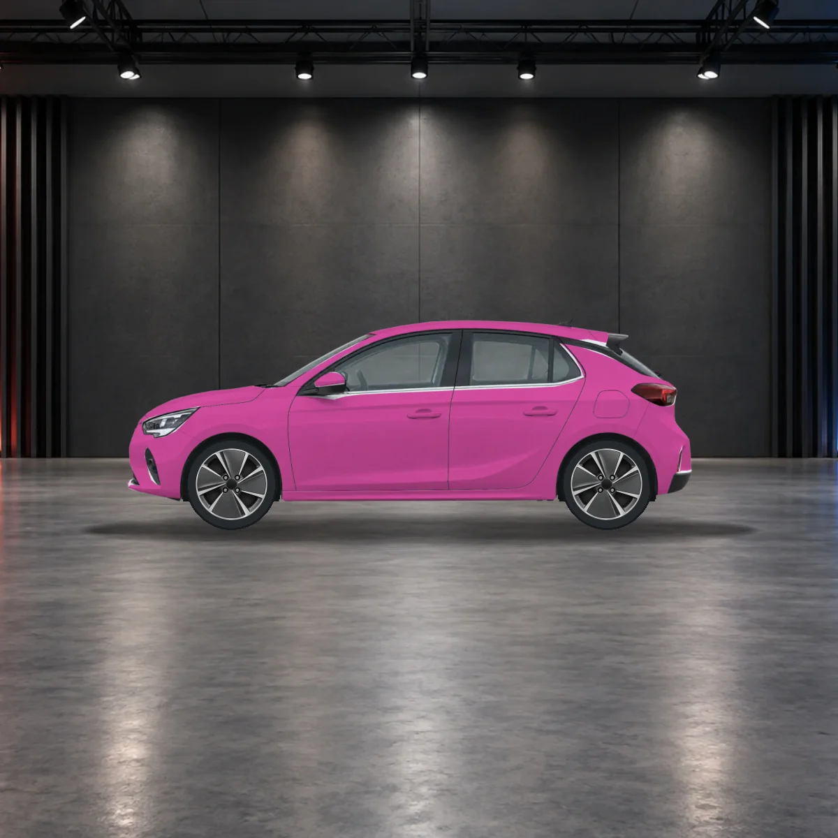 Vauxhall Corsa Electric with alloy wheels in the showroom