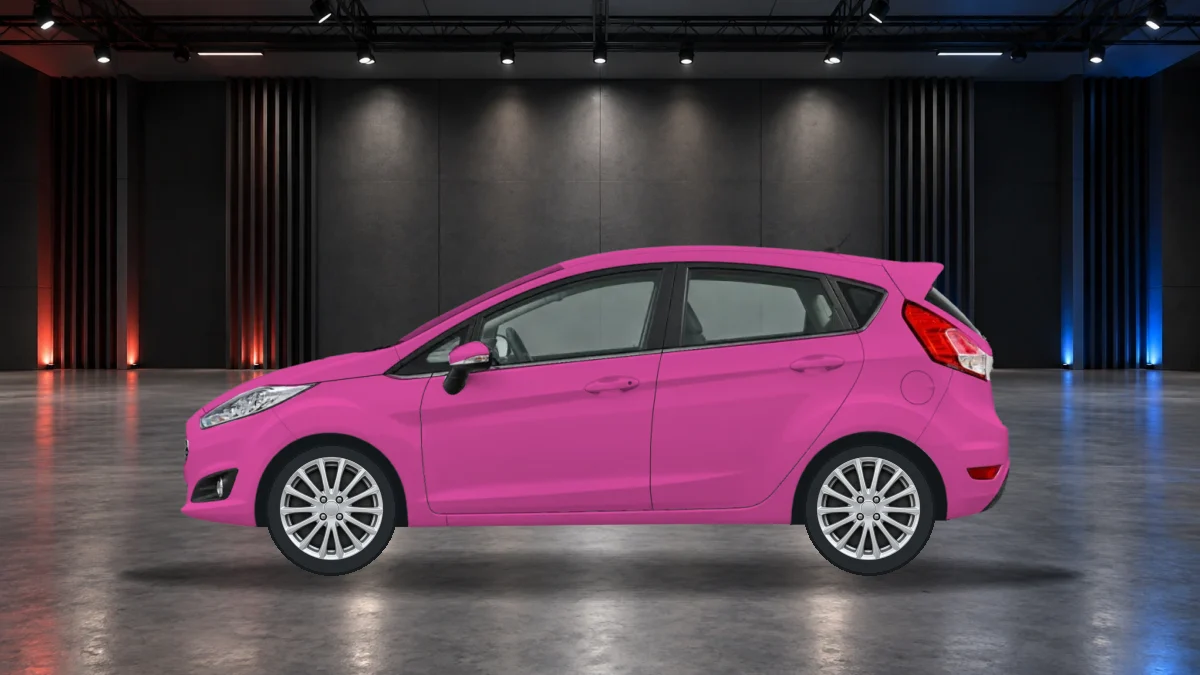 Ford Fiesta with alloy wheels in the showroom