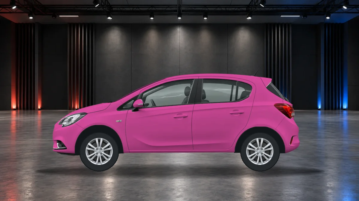Vauxhall Corsa with alloy wheels in the showroom