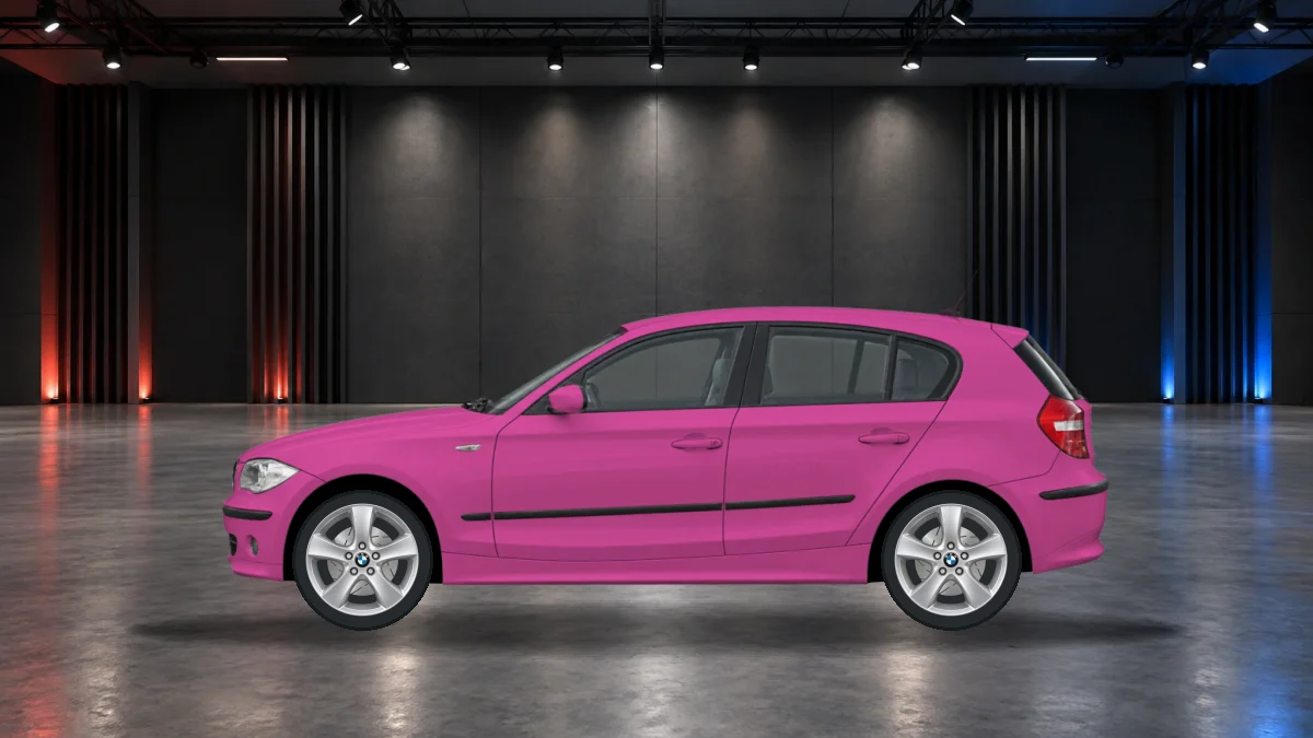 BMW 1 Series with alloy wheels in the showroom