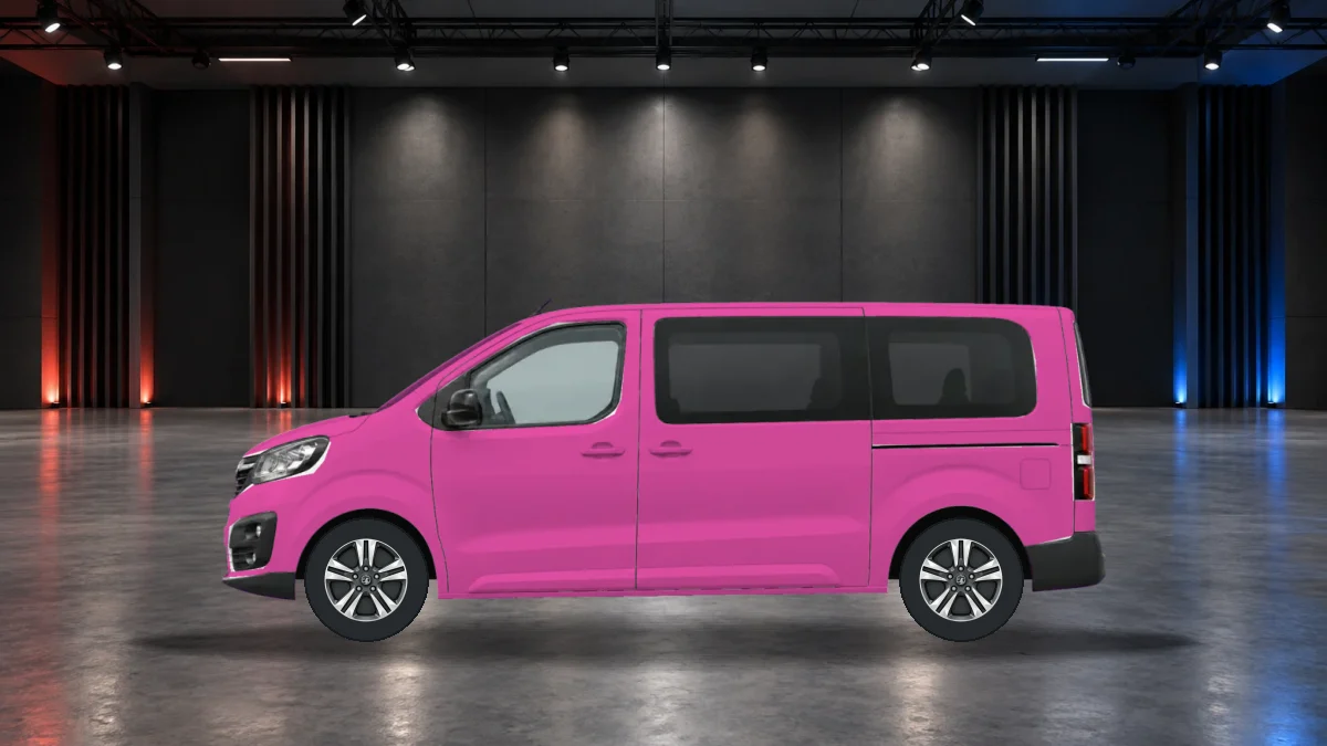 Vauxhall Vivaro Life Electric with alloy wheels in the showroom