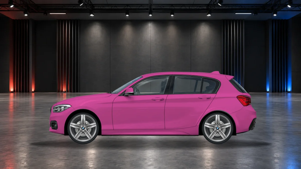 BMW 1 Series with alloy wheels in the showroom
