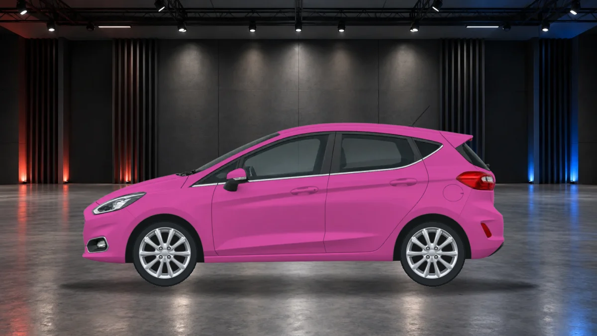Ford Fiesta with alloy wheels in the showroom