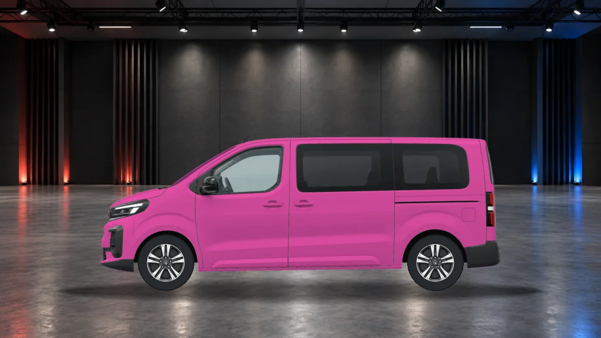 Vauxhall Vivaro Life Electric with alloy wheels in the showroom