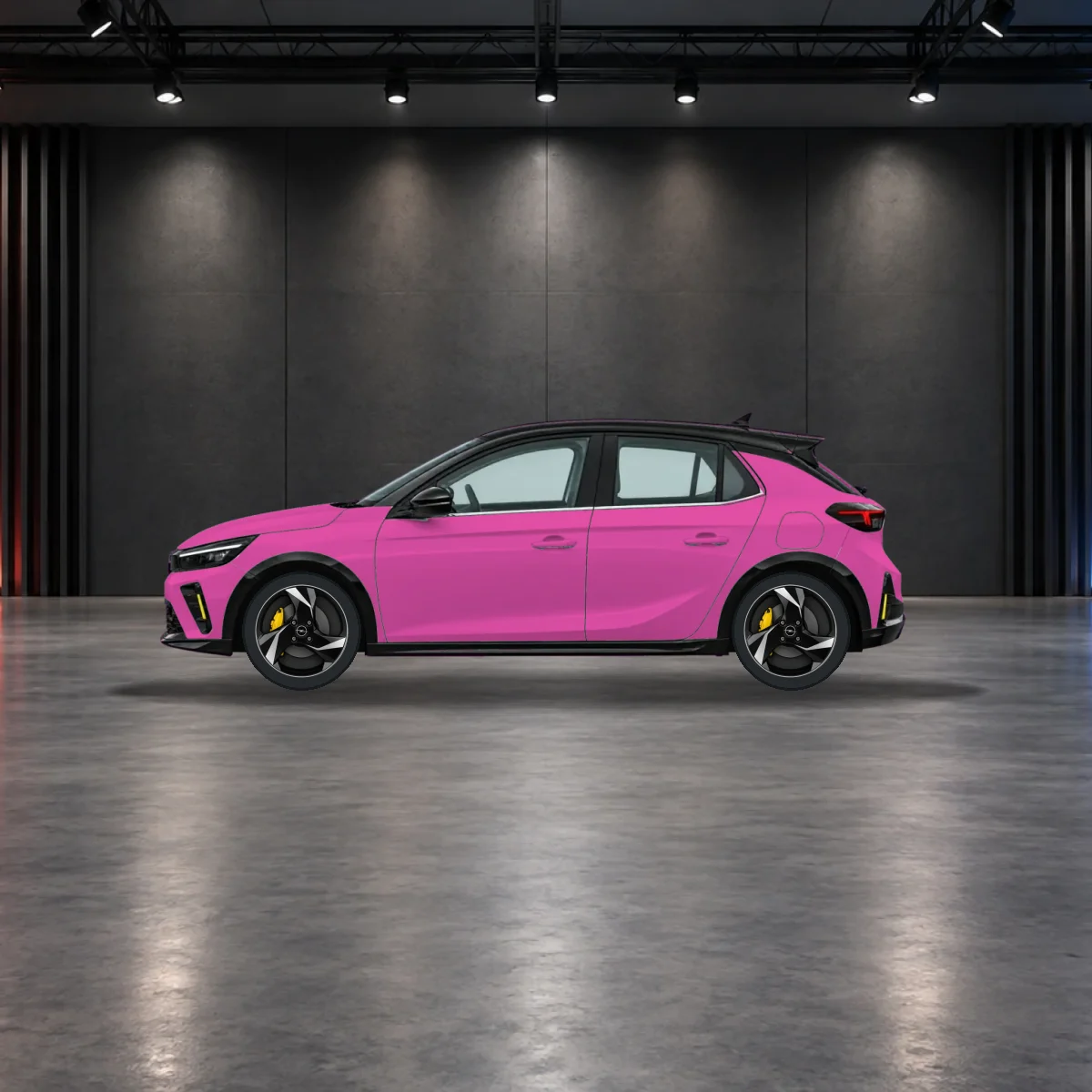 Vauxhall Corsa Electric with alloy wheels in the showroom