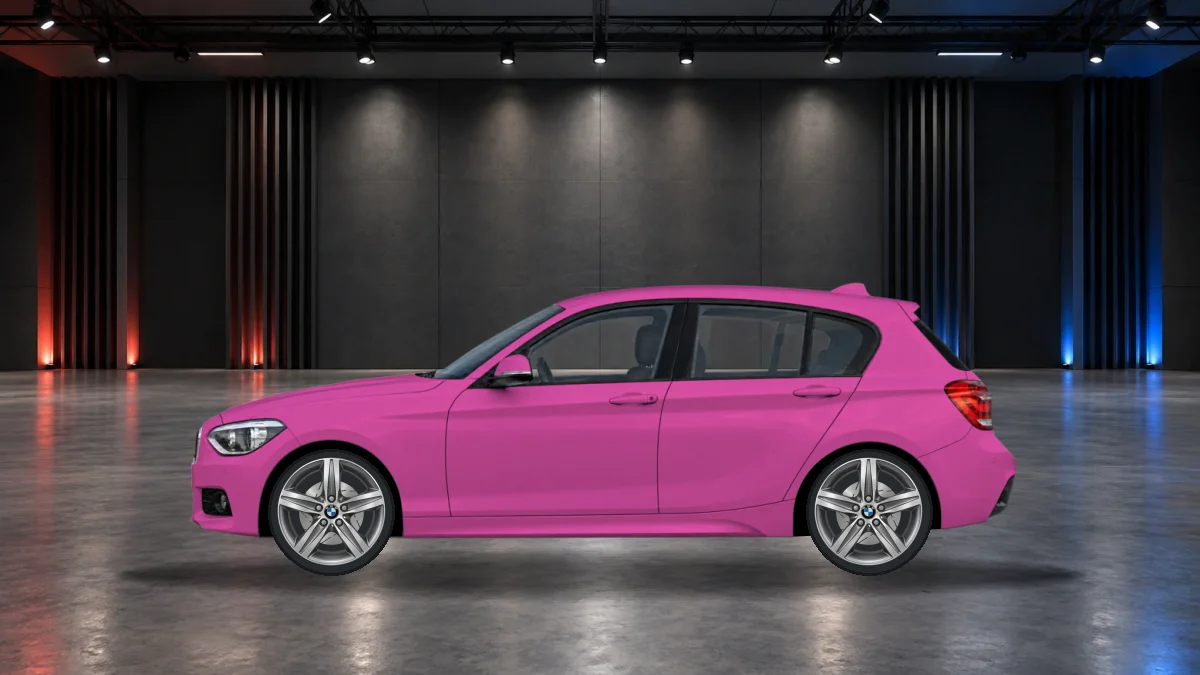 BMW 1 Series with alloy wheels in the showroom